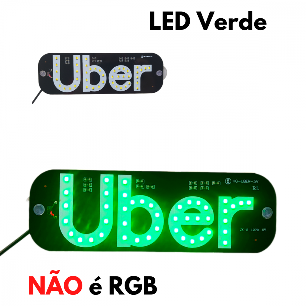 Placa UBER Painel Letreiro Luminoso LED Vidro Para-brisa KA-1129 / AL-1138