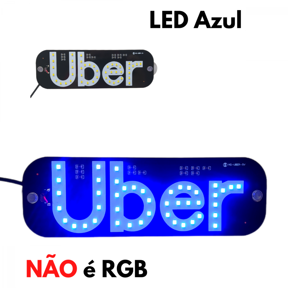 Placa UBER Painel Letreiro Luminoso LED Vidro Para-brisa KA-1129 / AL-1138