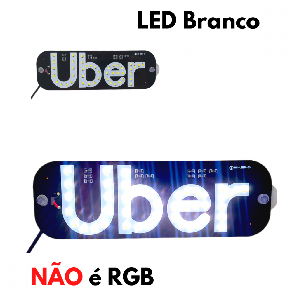 Placa UBER Painel Letreiro Luminoso LED Vidro Para-brisa KA-1129 / AL-1138