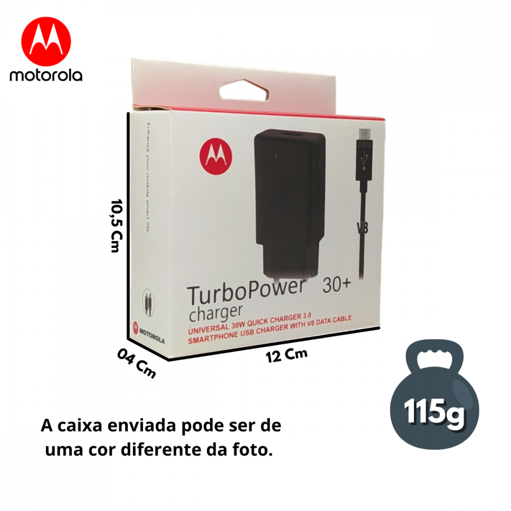 Carregador Completo Turbo Power 30W com cabo V8 Motorola 8983N-V8