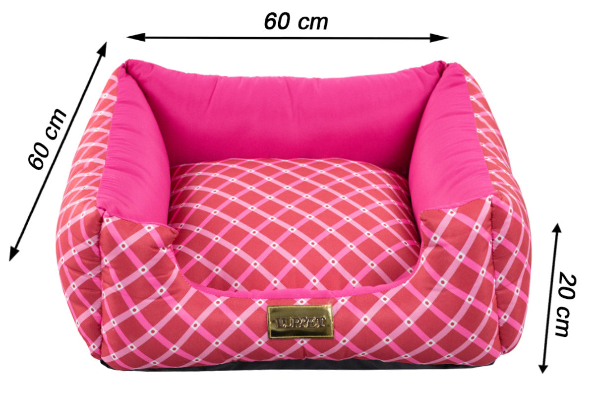 Cama Quadrada para Cachorro ou Gato Luvén- Luxo Rosa Geométrico