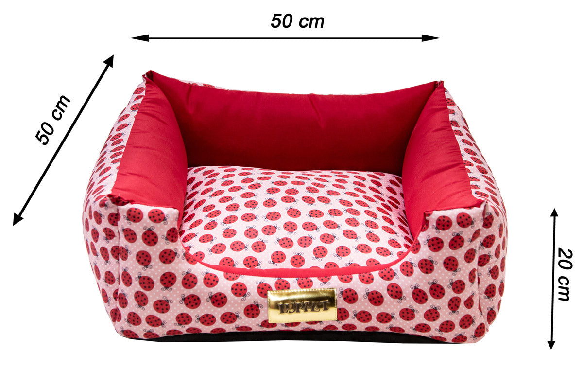 Cama Quadrada para Cachorro ou Gato Luvén- Vermelho Joaninha