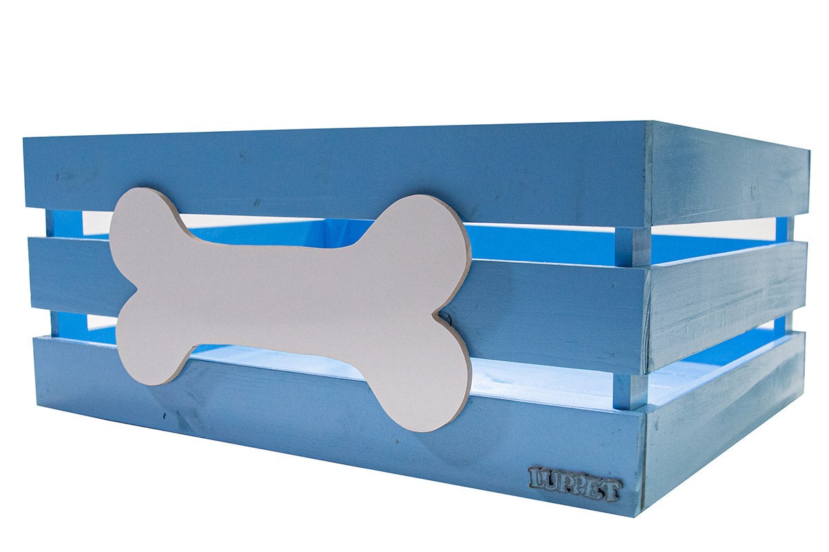 Caixa Organizadora Pet Luvén- Com Madeira Reaproveitada Azul