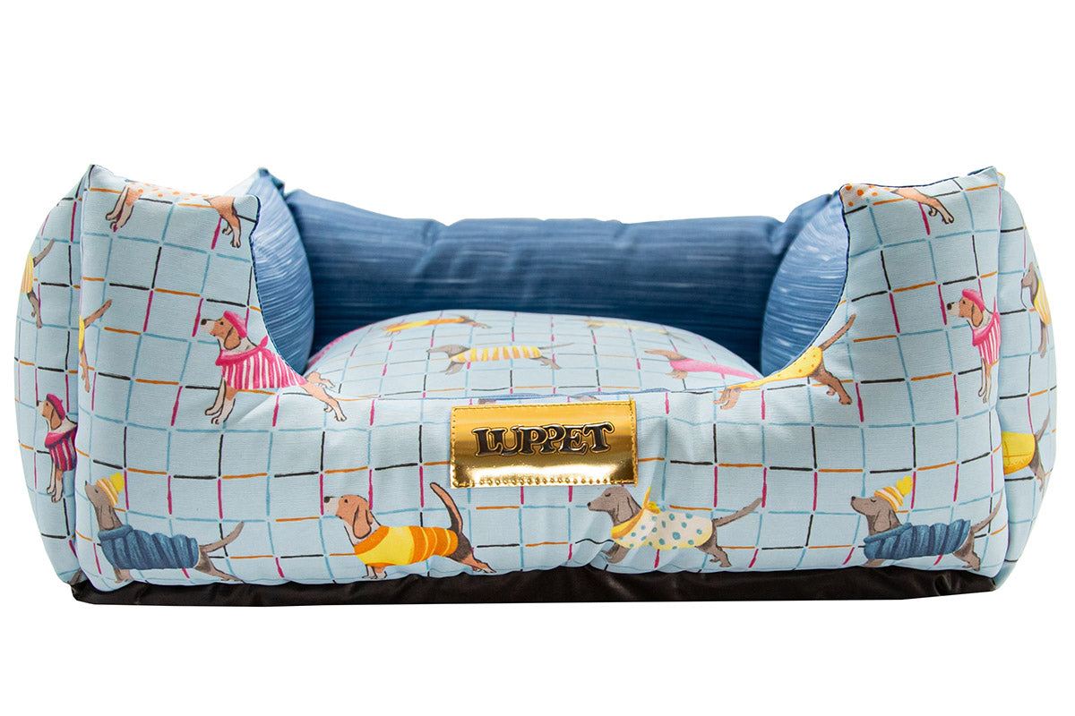 Cama para Cachorro Quadrada Impermeavel Luvén- Azul Pets Tamanho M