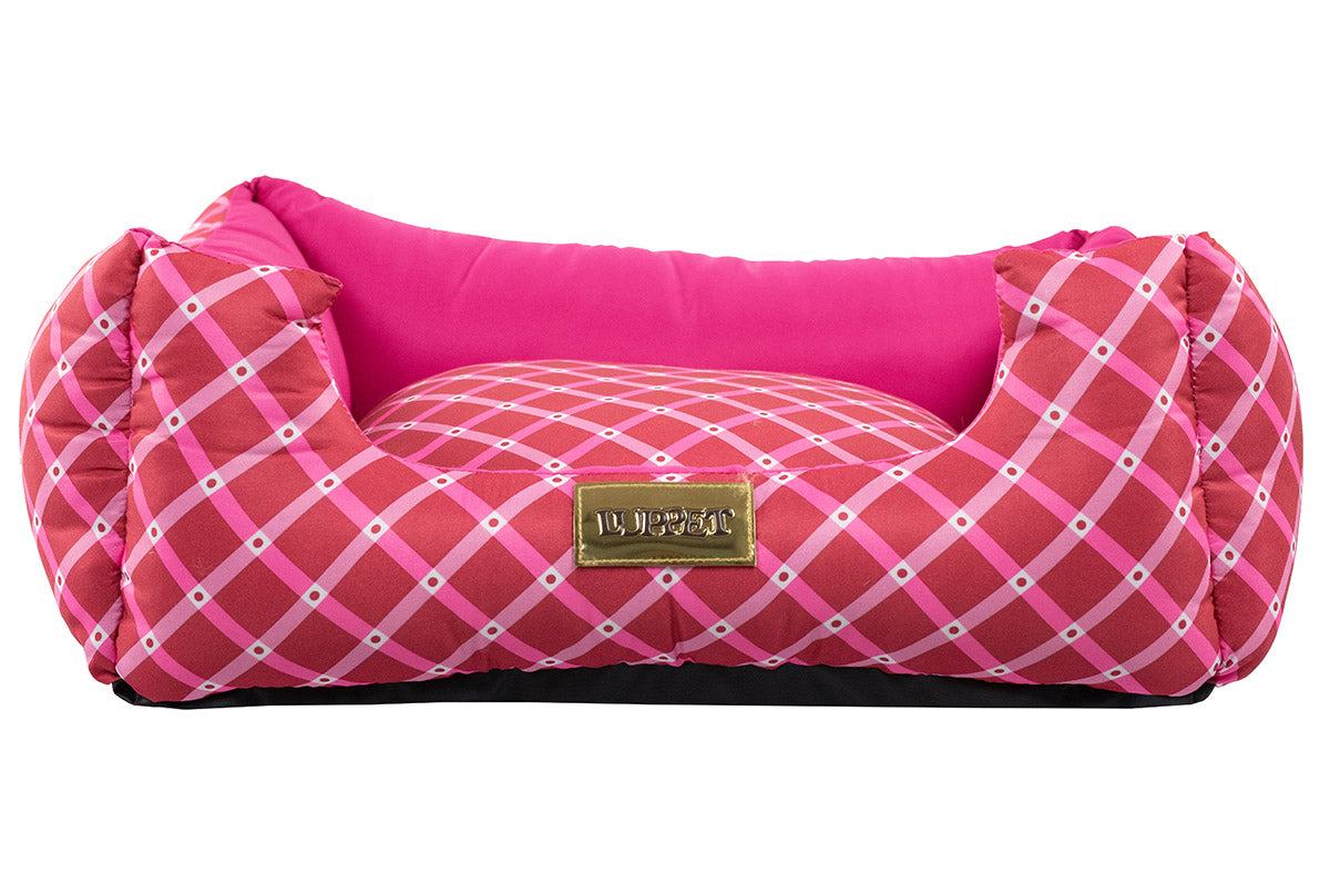 Cama Quadrada para Cachorro ou Gato Luvén- Luxo Rosa Geométrico