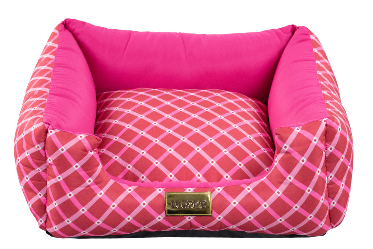 Cama Quadrada para Cachorro ou Gato Luvén- Luxo Rosa Geométrico