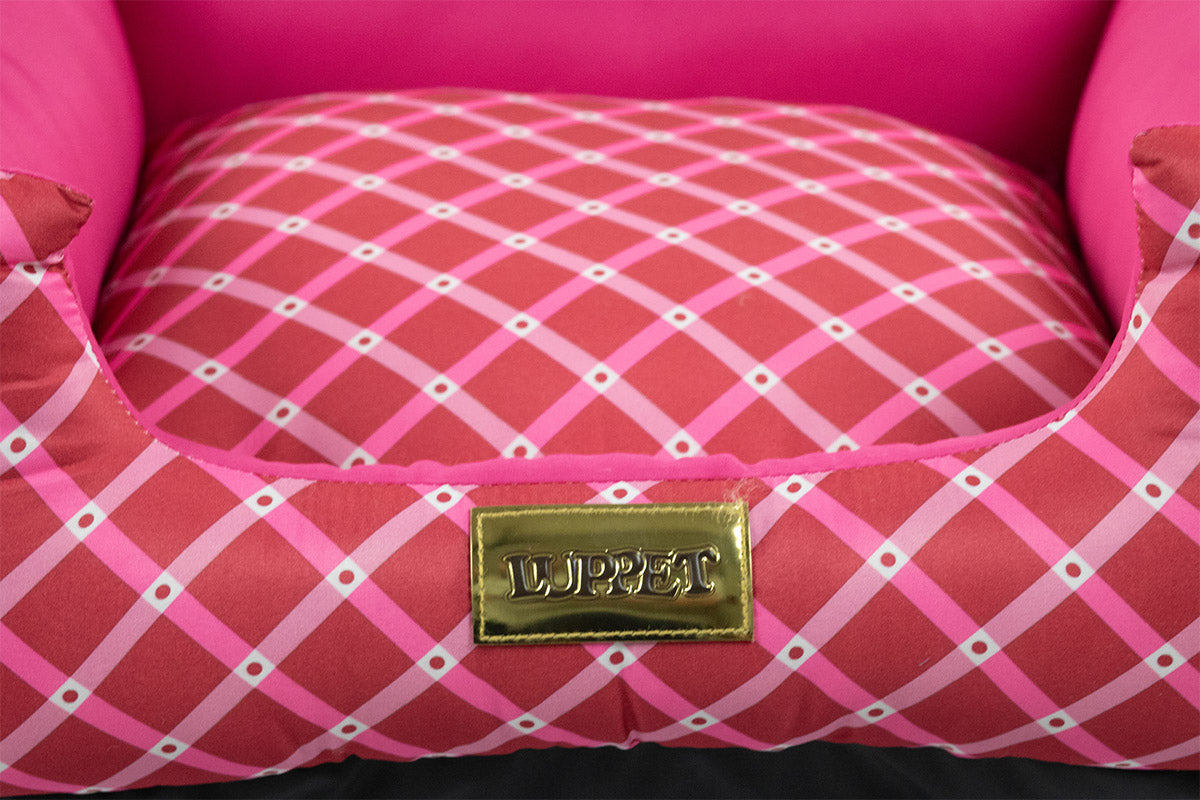Cama Quadrada para Cachorro ou Gato Luvén- Luxo Rosa Geométrico