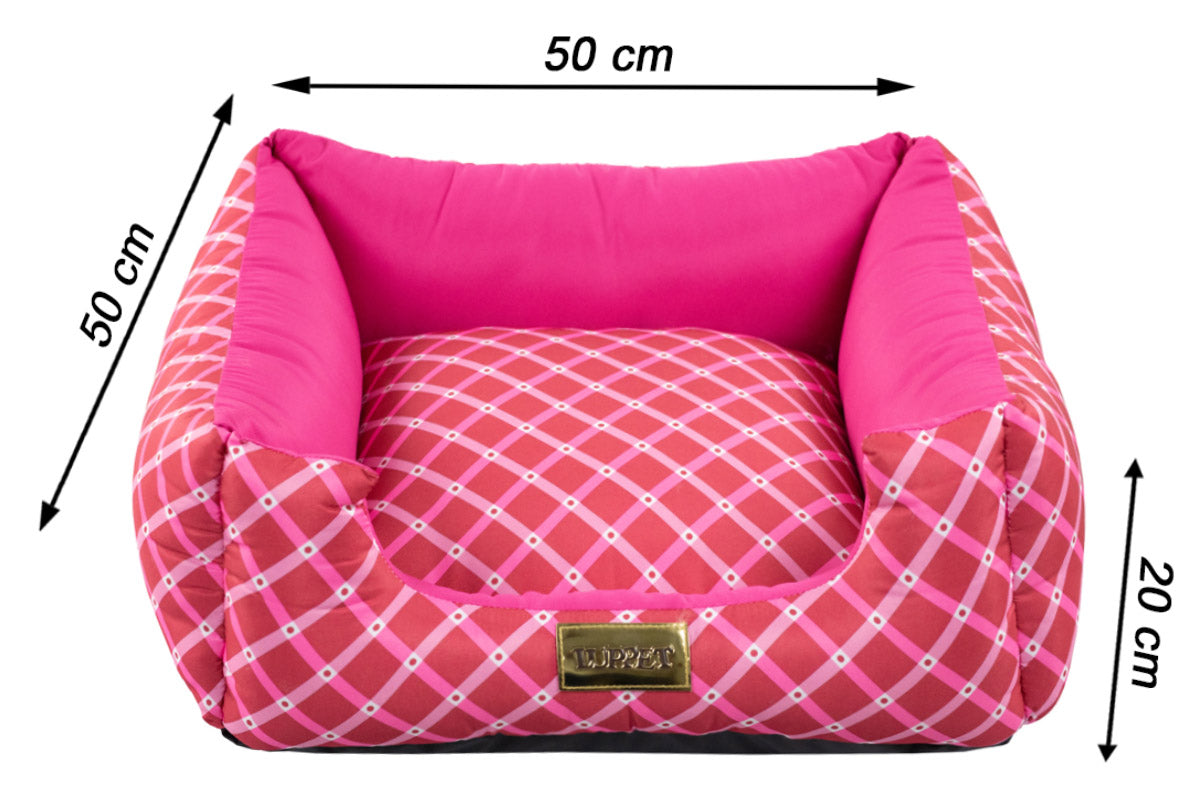 Cama Quadrada para Cachorro ou Gato Luvén- Luxo Rosa Geométrico