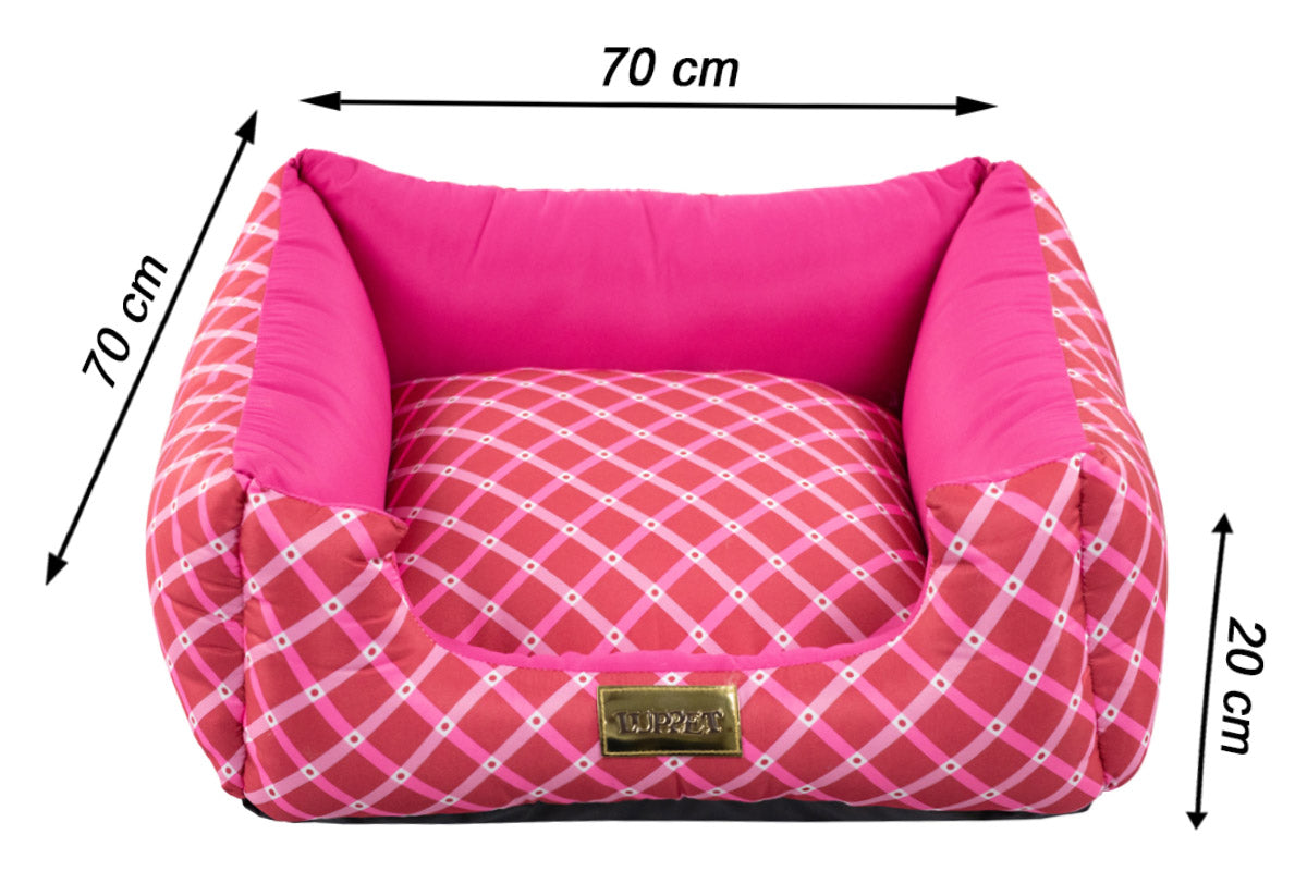 Cama Quadrada para Cachorro ou Gato Luvén- Luxo Rosa Geométrico