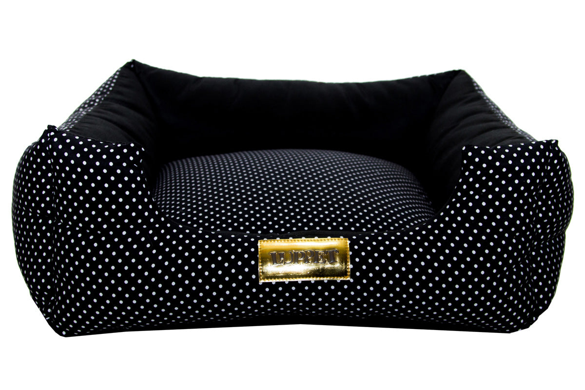 Cama Quadrada para Cachorro ou Gato Luvén- Luxo Preto Poa Tamanho G