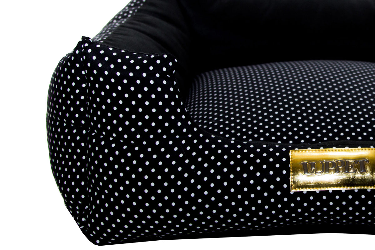 Cama Quadrada para Cachorro ou Gato Luvén- Luxo Preto Poa Tamanho G
