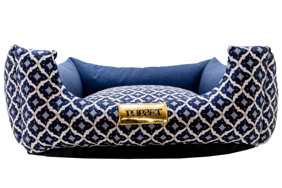 Cama Quadrada para Cachorro ou Gato Luppet Marinho Geometrico Tamanho:G