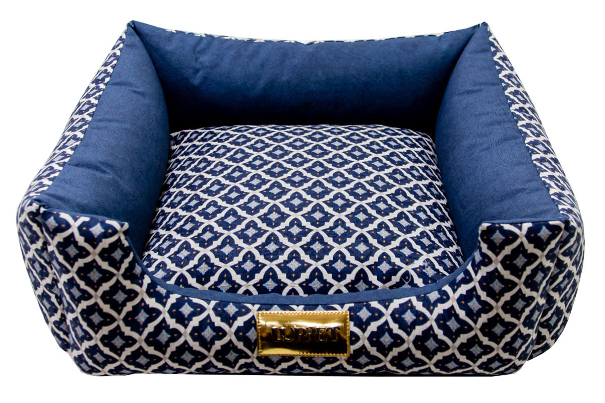 Cama Quadrada para Cachorro ou Gato Luppet Marinho Geometrico Tamanho:G