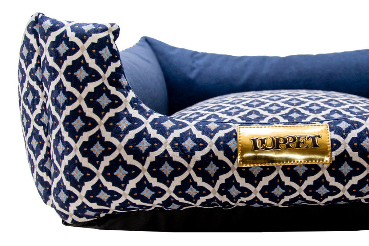 Cama Quadrada para Cachorro ou Gato Luppet Marinho Geometrico Tamanho:G