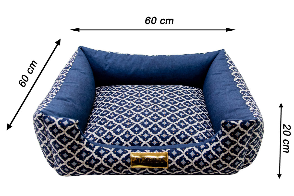 Cama Quadrada para Cachorro ou Gato Luppet Marinho Geometrico Tamanho:G