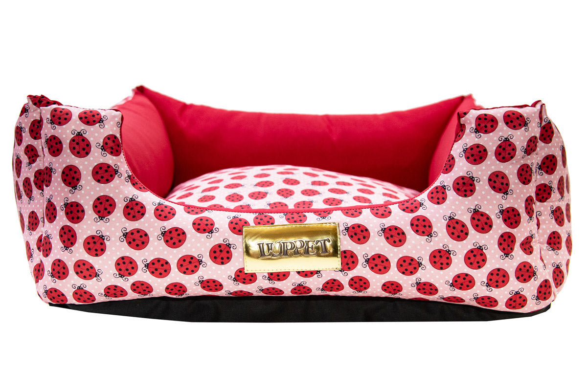 Cama Quadrada para Cachorro ou Gato Luvén- Vermelho Joaninha