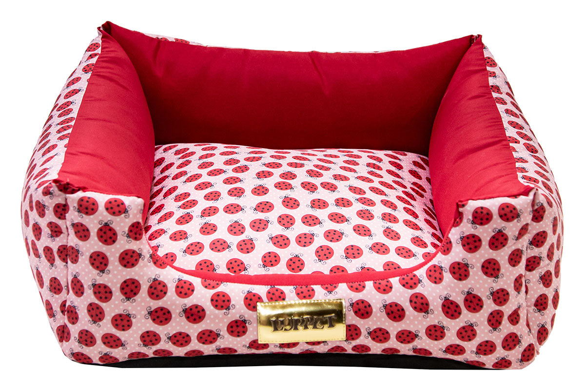 Cama Quadrada para Cachorro ou Gato Luvén- Vermelho Joaninha