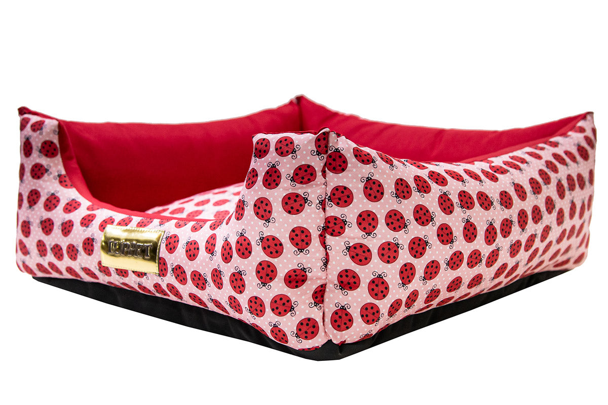 Cama Quadrada para Cachorro ou Gato Luvén- Vermelho Joaninha
