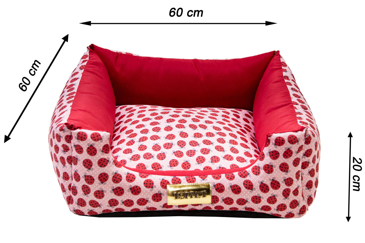 Cama Quadrada para Cachorro ou Gato Luvén- Vermelho Joaninha