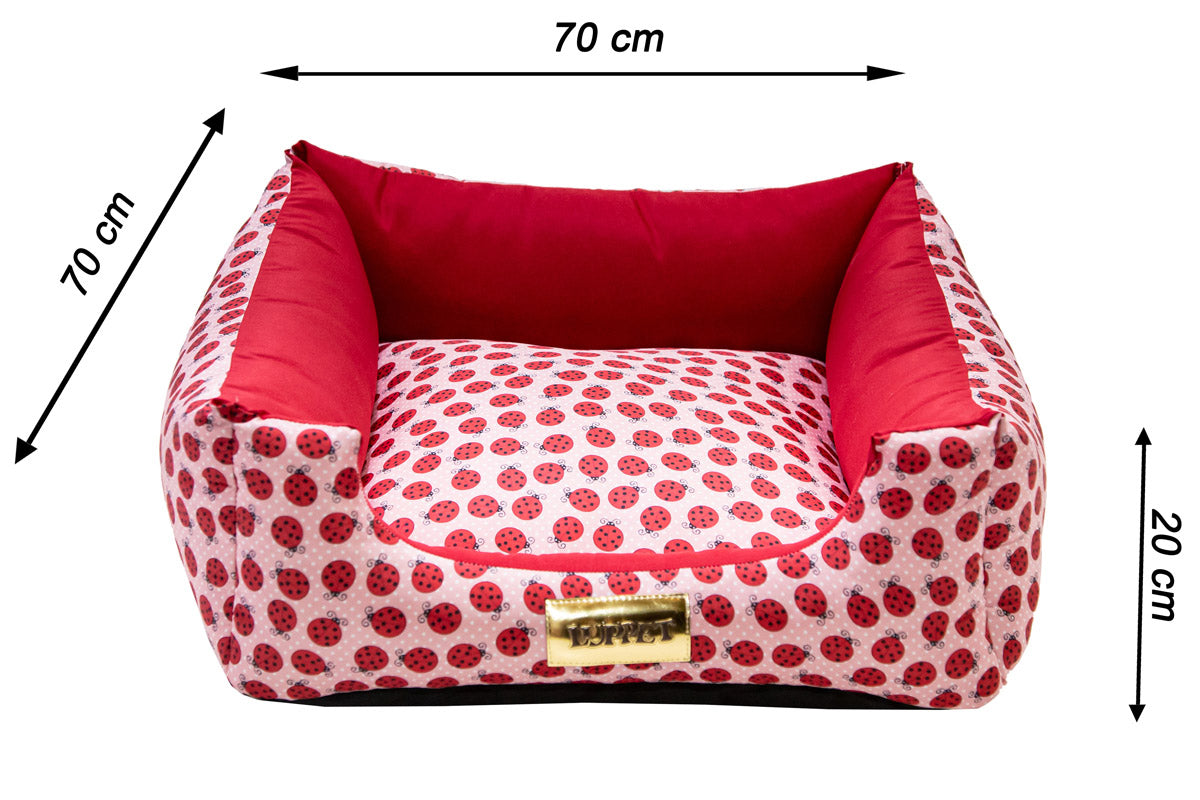 Cama Quadrada para Cachorro ou Gato Luvén- Vermelho Joaninha